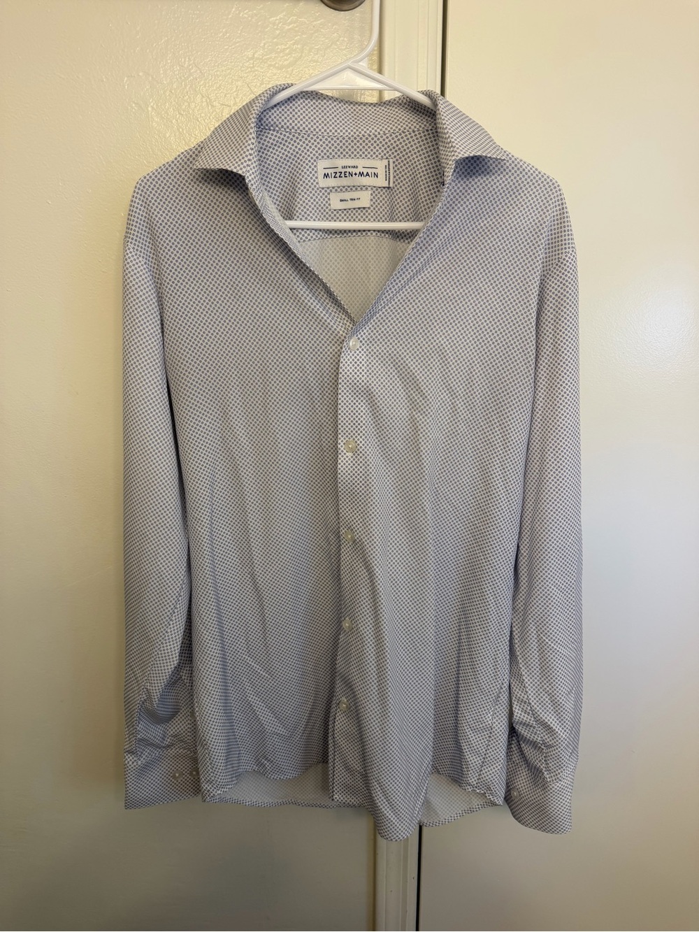 Mizzen+Main Leeward Trim Fit Dress Shirt Blue White Men’s Small